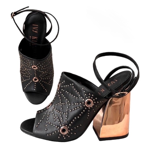 Ivy Kirzhner NEW Epoque Rose Gold StudGrommet Open/Peep Toe